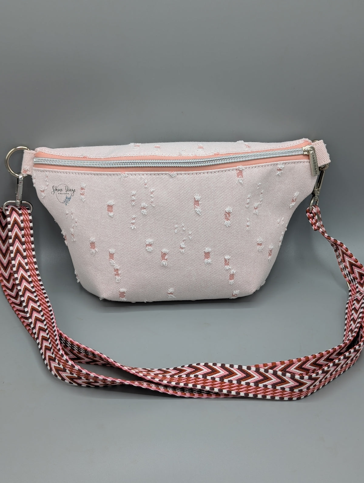 Crossbody- & Bauchtasche „Rosé“ – handgemacht in Rosa & Beige