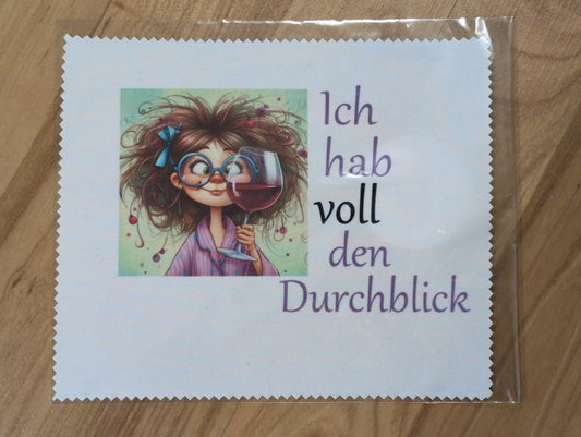 Brillenputztuch "Dame mit Weinglas - Ich hab voll den Durchblick"