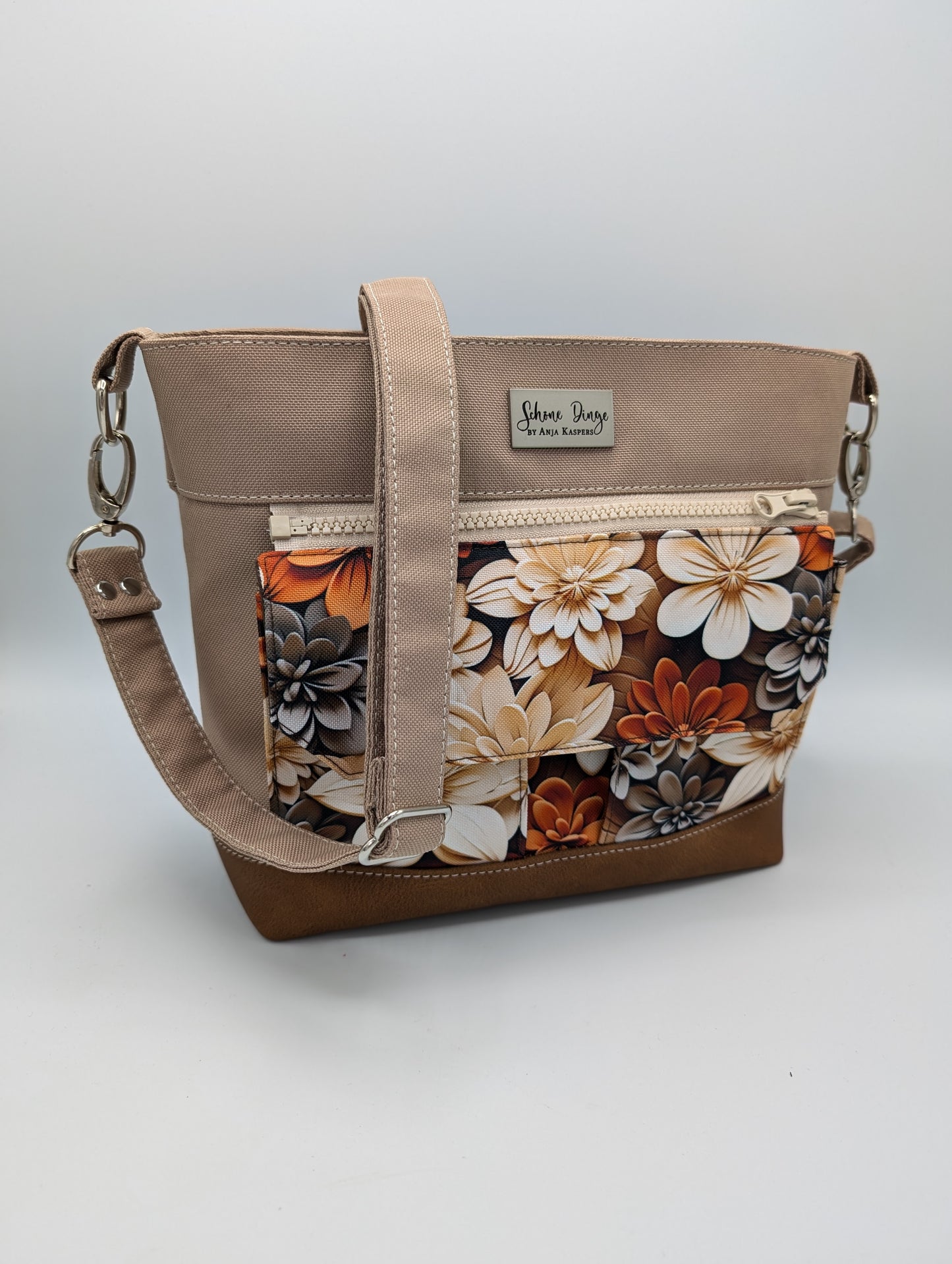 Handtasche "3D Blumen" mit Wechselklappe