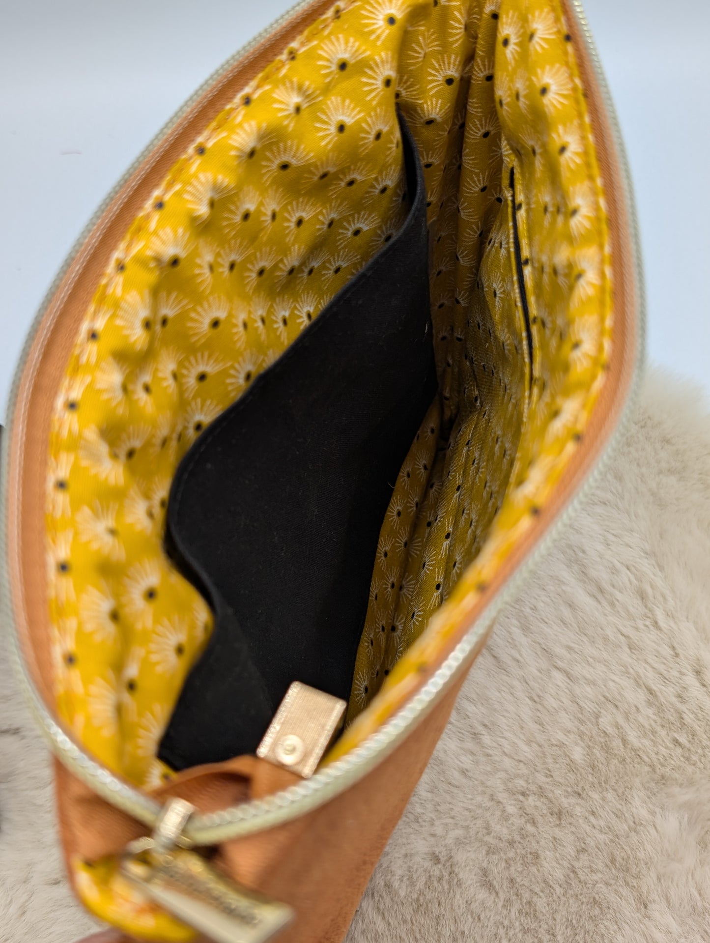 City-Bag "Golden Leaves" - Velour- und Glattkunstleder