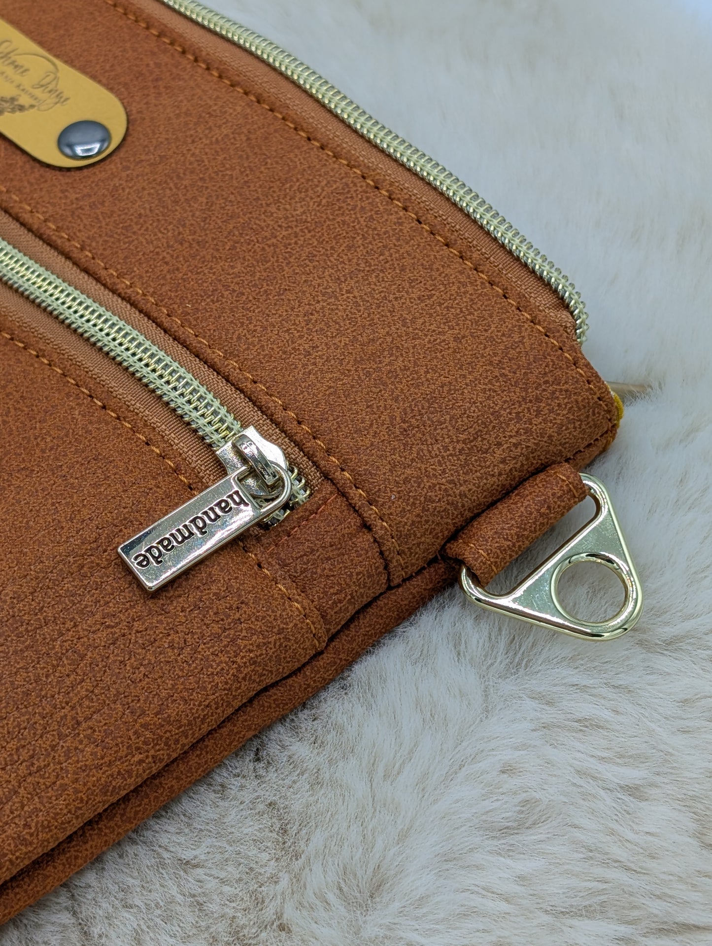 City-Bag "Golden Leaves" - Velour- und Glattkunstleder