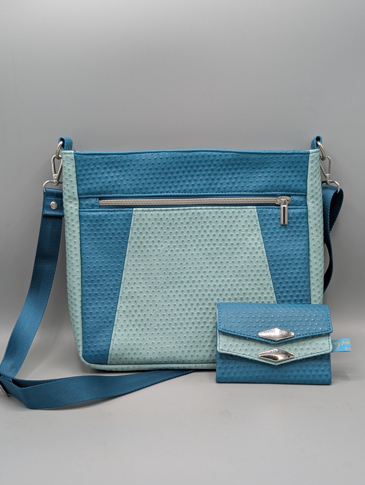 Edle Crossbody-/Handtasche in zwei Türkis-Tönen