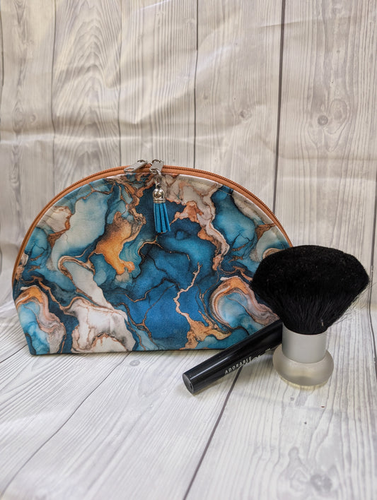 Handgemachte Kosmetiktasche "Ocean Marble" – Gabardine & wasserabweisendes Innenfutter