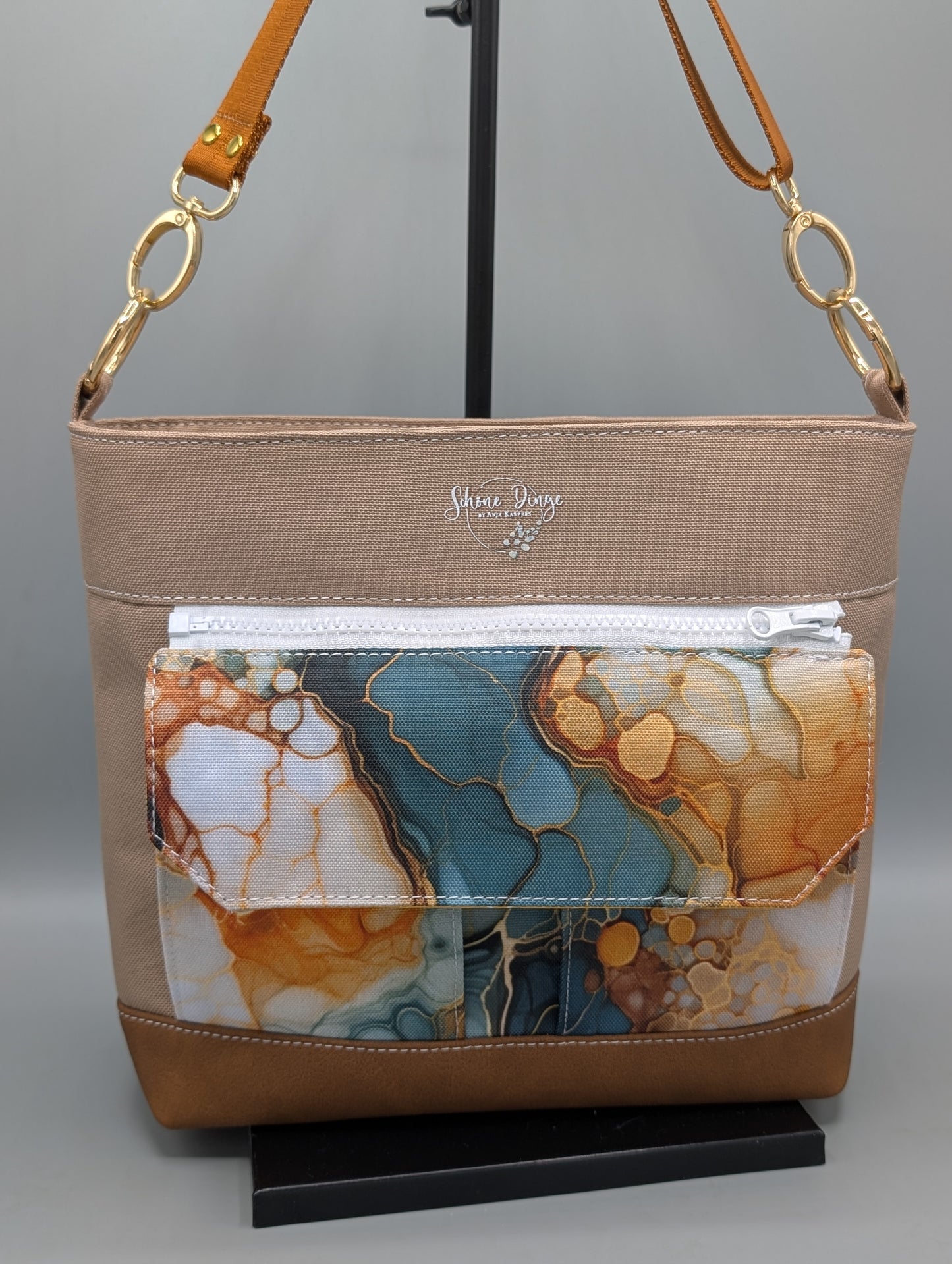 Handgemachte #Aleni – Schultertasche mit 2 Wechselklappen | Individuell wandelbar