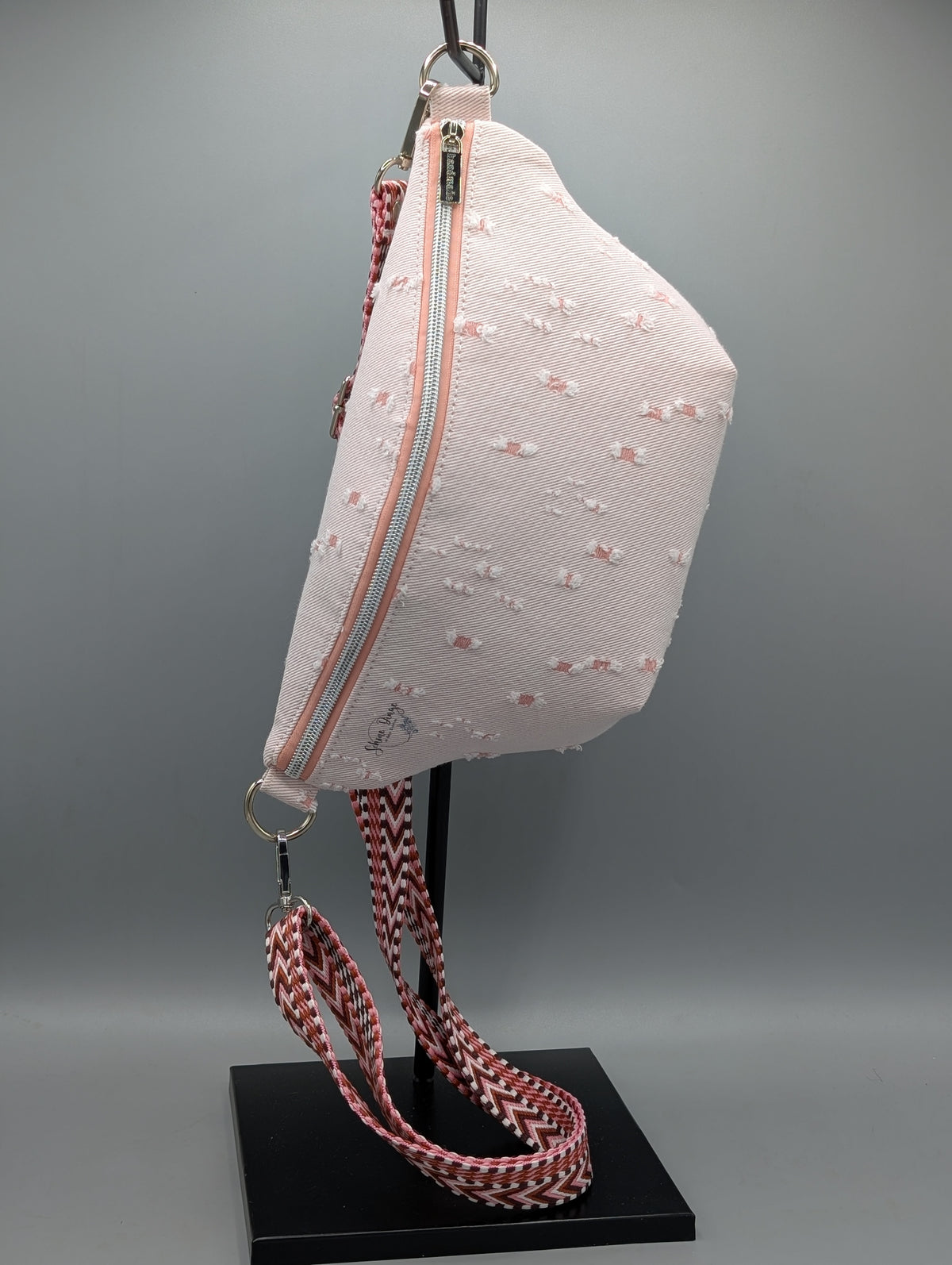 Crossbody- & Bauchtasche „Rosé“ – handgemacht in Rosa & Beige