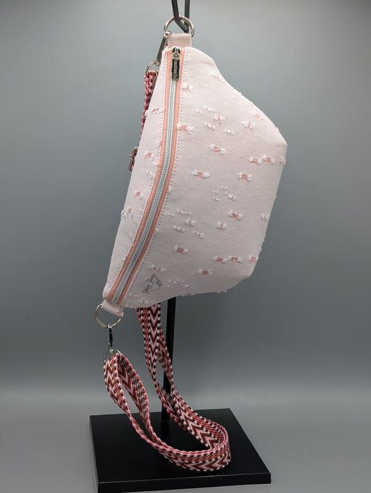 Crossbody- & Bauchtasche „Rosé“ – handgemacht in Rosa & Beige