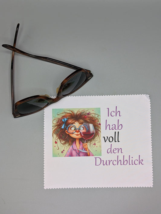 Brillenputztuch "Dame mit Weinglas - Ich hab voll den Durchblick"